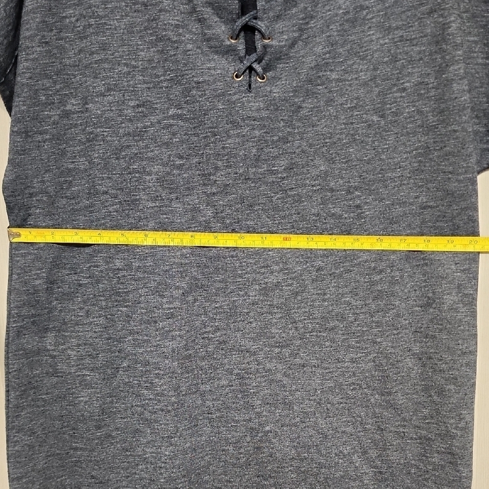 Chico's Blue Boxy Tunic Dress Short Sleeve Plus Size L Heathered Casual Pockets - Picture 11 of 12